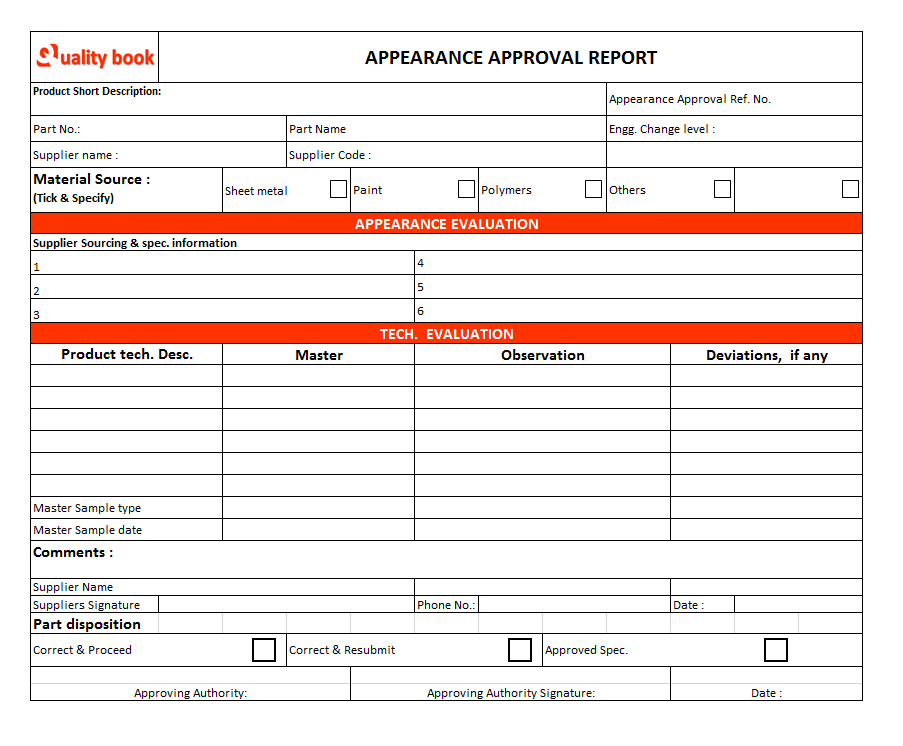 appearance approval report format, appearance approval report form, appearance approval report definition, appearance approval report PPAP, appearance approval report sample, appearance approval report example, appearance approval report (AAR)