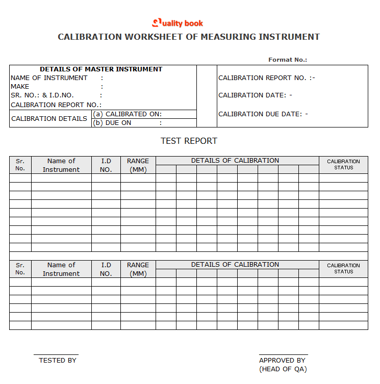 Calibration Worksheet 