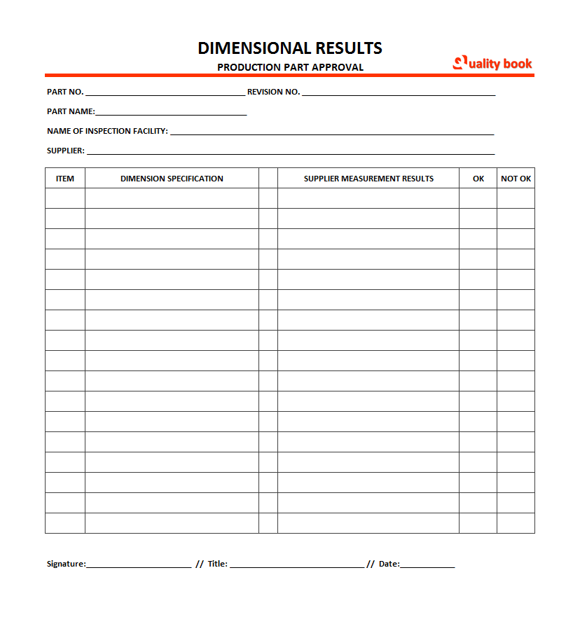 Dimensional Results Report, Dimensional Results format, Dimensional Results ppap, Dimensional Results form, Dimensional Results template